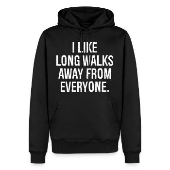 I like long walks away from everyone funny shirt - Sweat à capuche Premium bio Homme - noir - Devant - Nico (187cm)