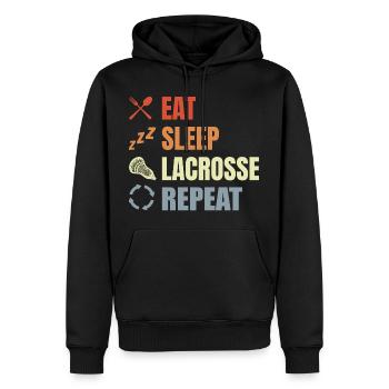 Vintage Lacrosse Zeitplan - Männer Premium Bio Hoodie - Schwarz - Vorne - Nico (187cm)
