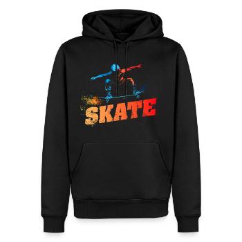 SKATE - Urban-Retro-Design - Männer Premium Bio Hoodie - Schwarz - Vorne - Nico (187cm)
