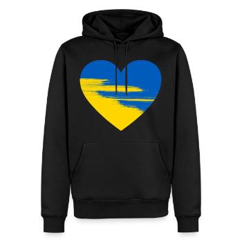 Ukraine Herz - Männer Premium Bio Hoodie - Schwarz - Vorne - Nico (187cm)