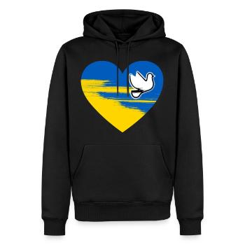 Ukraine Frieden Herz Design - Männer Premium Bio Hoodie - Schwarz - Vorne - Nico (187cm)