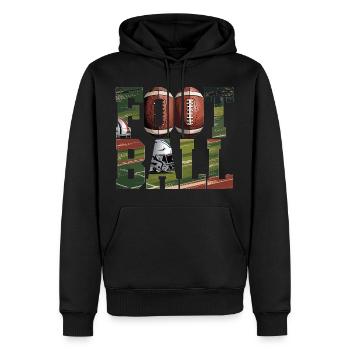 Maillot de football américain avec ballon et casque - Sweat à capuche Premium bio Homme - noir - Devant - Nico (187cm)