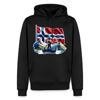Norvège Pêche - Sweat à capuche Premium bio Homme - noir - Devant - Nico (187cm)