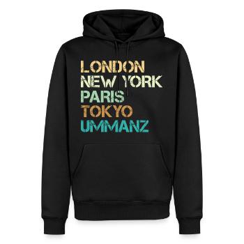 Vacances en mer Baltique LONDRES NEW YORK PARIS TOKYO Drôle - Sweat à capuche Premium bio Homme - noir - Devant - Nico (187cm)