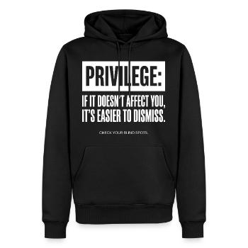 Devis de privilège : vérifiez vos angles morts - Sweat à capuche Premium bio Homme - noir - Devant - Nico (187cm)