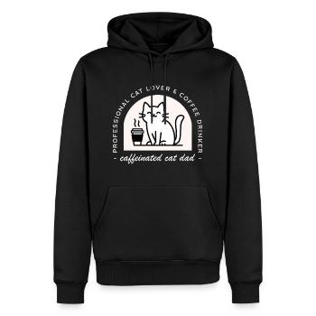 Katzenvater, lustiger Kaffeeliebhaber - Männer Premium Bio Hoodie - Schwarz - Vorne - Nico (187cm)