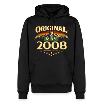 Cadeau du 18e anniversaire Original mai 2008 - Sweat à capuche Premium bio Homme - noir - Devant - Nico (187cm)