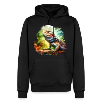 Bearded Dragon Gift - Men’s Premium Organic Hoodie - black - Front - Nico (187cm)