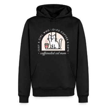 Katzenmama und Kaffeeliebhaberin - Männer Premium Bio Hoodie - Schwarz - Vorne - Nico (187cm)