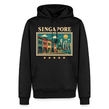 Singapur Tropische Vintage Reise - Männer Premium Bio Hoodie - Schwarz - Vorne - Nico (187cm)