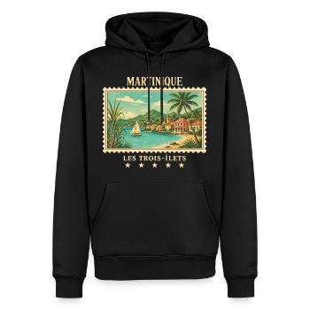 Martinique Les Trois-Îlets Vintage Reisemarke - Männer Premium Bio Hoodie - Schwarz - Vorne - Nico (187cm)