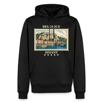 Belgien Dinant Vintage Reisemarke - Männer Premium Bio Hoodie - Schwarz - Vorne - Nico (187cm)