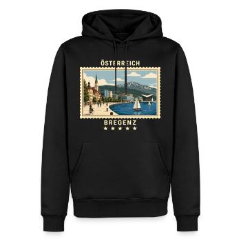 Österreich Bregenz Vintage Reisemarke - Männer Premium Bio Hoodie - Schwarz - Vorne - Nico (187cm)