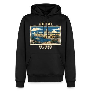 Finnland Helsinki Vintage Reisemarke - Männer Premium Bio Hoodie - Schwarz - Vorne - Nico (187cm)
