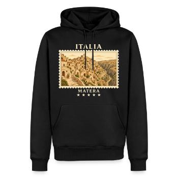 Italien Matera Vintage Reisemarke - Männer Premium Bio Hoodie - Schwarz - Vorne - Nico (187cm)