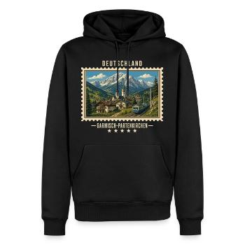 Deutschland Garmisch-Partenkirchen Vintage Reise - Männer Premium Bio Hoodie - Schwarz - Vorne - Nico (187cm)