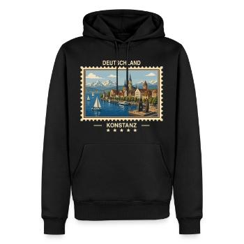 Deutschland Konstanz Vintage Reisemarke - Männer Premium Bio Hoodie - Schwarz - Vorne - Nico (187cm)