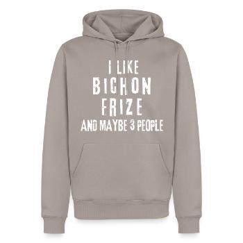 Bichon Frize - Sweat à capuche Premium bio Homme - taupe - Devant - Nico (187cm)
