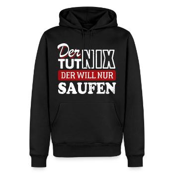Der tut nix der will nur saufen - Spruch - Männer Premium Bio Hoodie - Schwarz - Vorne - Nico (187cm)