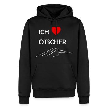 Ötscher, Kalkalpen, Niederösterreich, Berg, Herz - Männer Premium Bio Hoodie - Schwarz - Vorne - Nico (187cm)