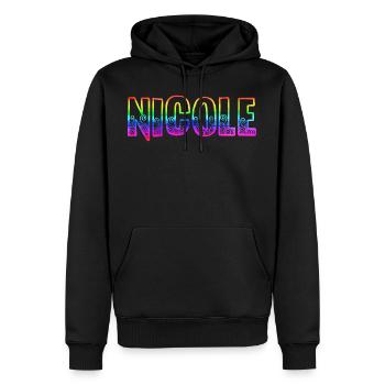 nicole rs arc-en-ciel - Sweat à capuche Premium bio Homme - noir - Devant - Nico (187cm)