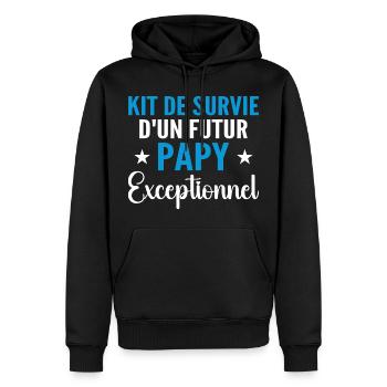 Personalisiertes Geschenk für den zukünftigen Opa Survival Kit - Männer Premium Bio Hoodie - Schwarz - Vorne - Nico (187cm)