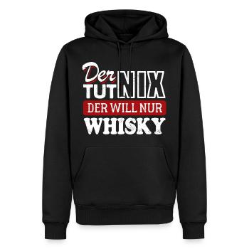 Der tut nix der will nur Whisky - Spruch - Männer Premium Bio Hoodie - Schwarz - Vorne - Nico (187cm)