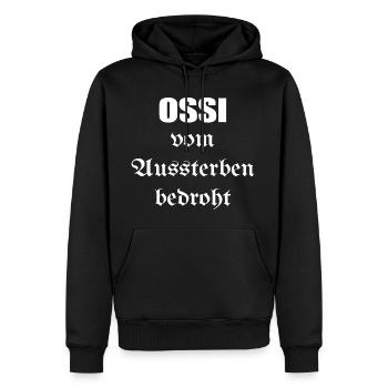 Ossi menacée d’extinction - Sweat à capuche Premium bio Homme - noir - Devant - Nico (187cm)