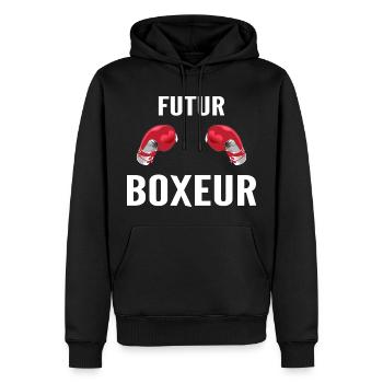 Zukunft Boxer - Männer Premium Bio Hoodie - Schwarz - Vorne - Nico (187cm)