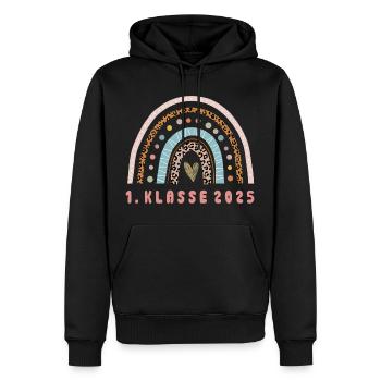 1. Klasse 2025, Einschulung, Schulkind - Männer Premium Bio Hoodie - Schwarz - Vorne - Nico (187cm)