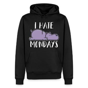 Ich hasse Montag Nilpferd I hate Mondays Bürohumor - Männer Premium Bio Hoodie - Schwarz - Vorne - Nico (187cm)