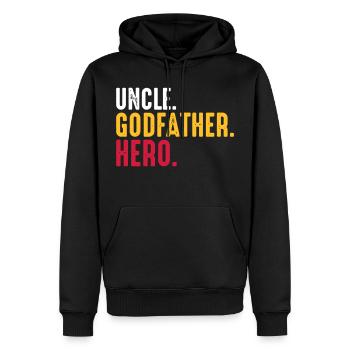 Héros de l’oncle parrain famille de héros oncle - Sweat à capuche Premium bio Homme - noir - Devant - Nico (187cm)