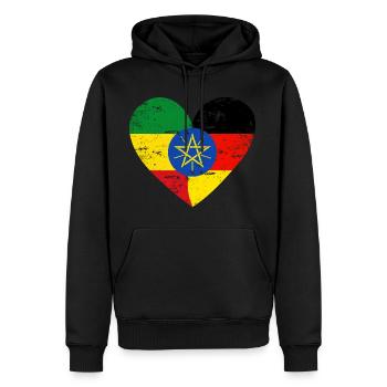 Ethiopia Germany Flag Heart - Men’s Premium Organic Hoodie - black - Front - Nico (187cm)