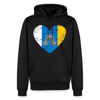 Îles Canaries Flag Heart - Sweat à capuche Premium bio Homme - noir - Devant - Nico (187cm)