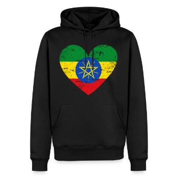 Ethiopia Flag Heart - Men’s Premium Organic Hoodie - black - Front - Nico (187cm)