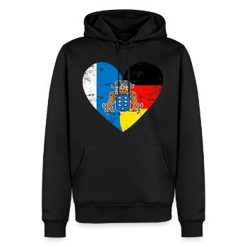 Kanarische Inseln Wappen Deutschland Flaggenherz - Männer Premium Bio Hoodie - Schwarz - Vorne - Nico (187cm)
