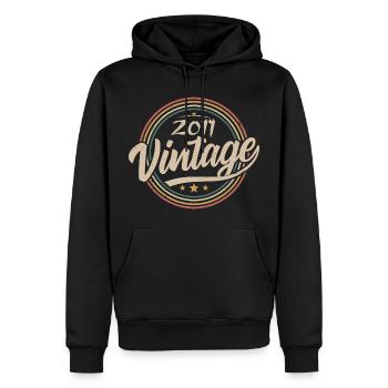 2011 Jahrgang 2011 Geburtstagsgeschenk - Retro Stil 2011 - Männer Premium Bio Hoodie - Schwarz - Vorne - Nico (187cm)