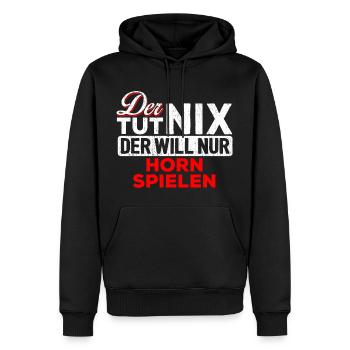 Hornist Hornbläser Bläser Horn Blasinstrument - Männer Premium Bio Hoodie - Schwarz - Vorne - Nico (187cm)