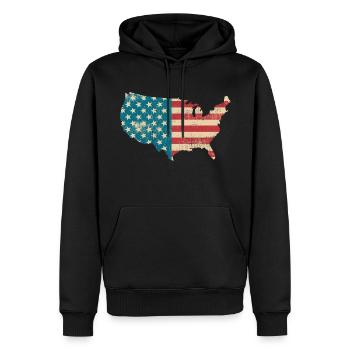 Amerika Vintage Flagge - United States - USA-Land - Sweat à capuche Premium bio Homme - noir - Devant - Nico (187cm)