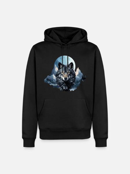 Wolf's design in polygon style - Men’s Premium Organic Hoodie - black