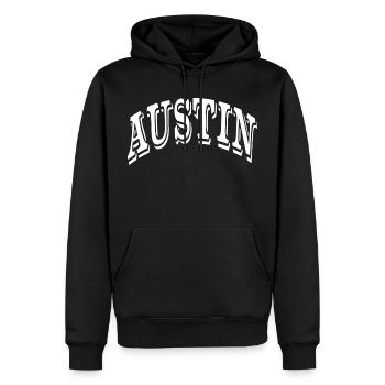 Austin - Männer Premium Bio Hoodie - Schwarz - Vorne - Nico (187cm)