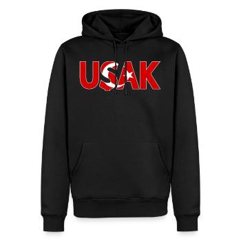 Usak Drapeau de la Turquie - Sweat à capuche Premium bio Homme - noir - Devant - Nico (187cm)