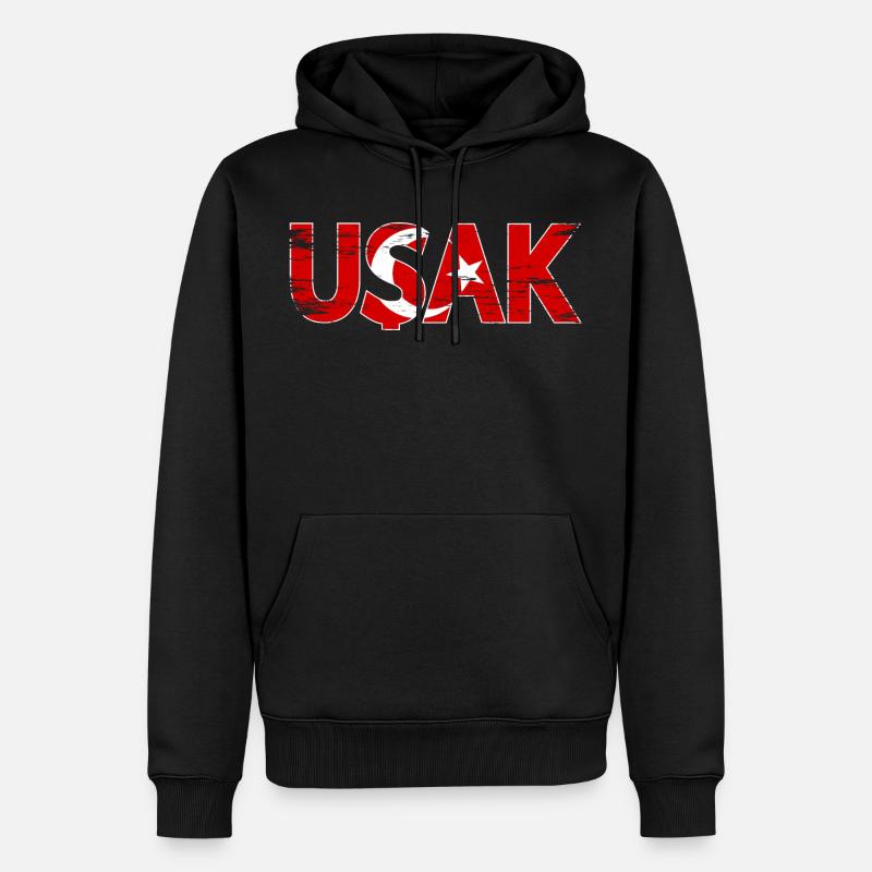 Usak Drapeau turc utilisé - Sweat à capuche Premium bio Homme - noir