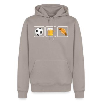 Fußball Bier Bratwurst - Männer Premium Bio Hoodie - Taupe - Vorne - Nico (187cm)