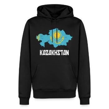 Kazakhstan Graphique - Sweat à capuche Premium bio Homme - noir - Devant - Nico (187cm)