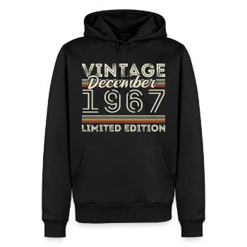 Vintage Décembre 1967 - 58e Anniversaire Décember - Sweat à capuche Premium bio Homme - noir - Devant - Nico (187cm)