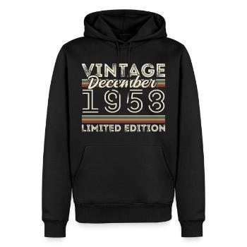 Vintage Décembre 1958 - 67e Anniversaire Décember - Sweat à capuche Premium bio Homme - noir - Devant - Nico (187cm)