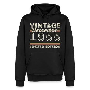 Vintage Décembre 1955 - 70e Anniversaire Décember - Sweat à capuche Premium bio Homme - noir - Devant - Nico (187cm)