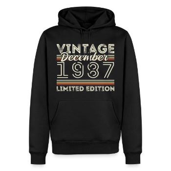 Vintage Décembre 1987 - 38e Anniversaire Décember - Sweat à capuche Premium bio Homme - noir - Devant - Nico (187cm)