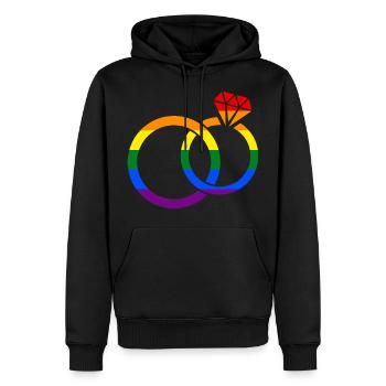 Mariage gay pride - mariage- - Sweat à capuche Premium bio Homme - noir - Devant - Nico (187cm)